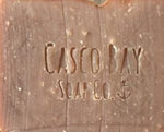 close up of a tan bar of soap